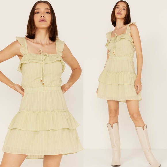 NWT Heartloom RIANNE RUFFLE TIERED DRESS size M Green - Picture 2 of 11